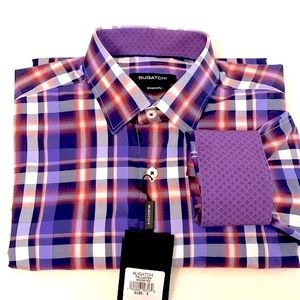 BUGATCHI Shaped Fit, Long Sleeve, Button Down Plaid Shirt/NWT
